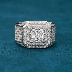 Custom Fashion Jewelry High Quality Iced Out 925 Sterling <b>Silver</b> Round Cut Moissanite Diamond Trendy Design <b>Ring</b> For <b>Men</b> - Product Image 6