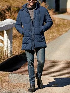 Chaqueta acolchada de invierno con capucha para hombre hecha a medida-Abrigo largo acolchado con bolsillos | Factory Direct - Product Image 4