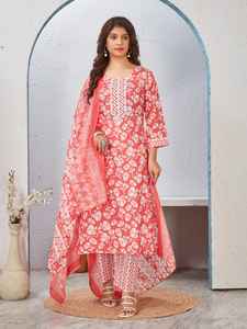 Lightweight Trendy 3-Piece Cotton Men's Formal <b>Kurti</b> with Flower Print Quick Dry for Formal and Casual Occasions - Product Image 6