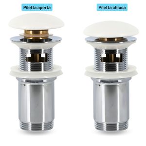 Finitura opaca 1.1/4 ottone cromato ceramica bianco Piletta Click Clack bagno scarico scarico 1 - Product Image 5