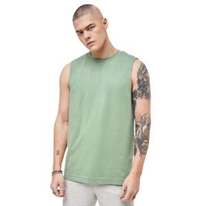 Débardeur vert coupe décontractée pour homme Gilet de sport sans manches en coton léger avec logo imprimé Parfait pour l'entraînement et les tenues décontractées - Product Image 2