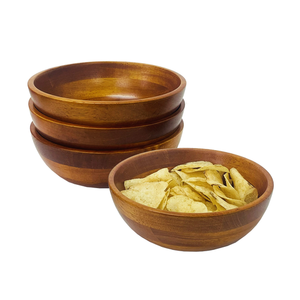 Juego de 3 Tazones de Madera de Acacia de Grado Alimenticio, Tazón Redondo para Ensalada con Cuchara y Tenedor para Uso en el Hogar - Product Image 3