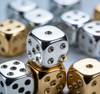 Juego de Dados Acrílicos Brillantes Electrochapados en Oro y Plata de 16 mm, Tema Creativo de Mahjong para Suministros de Bar, Dados de Buena Calidad