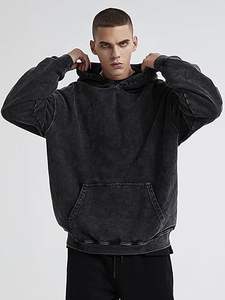 Sudaderas con capucha de lavado ácido informales para hombre, ropa de invierno, sudaderas con capucha de lavado ácido informales de Color sólido, ropa de moda, sudaderas con capucha de lavado ácido ajustadas para hombre - Product Image 3