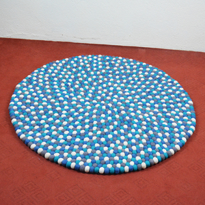 Alfombra de bola de fieltro de lana de mezcla azul Alfombra de lujo de alta calidad para el hogar para la oración Alfombra suave elegante para exteriores - Product Image 3