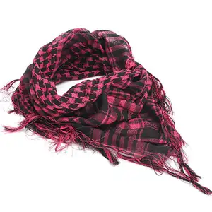 Shemaghs Keffiyeh Scarf Turban for Men Arab Turban Plaid Fringe Scarves for Tactical Outdoor Camping Accessory Unisex