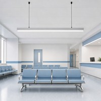 Luminaire linéaire LED suspendu en aluminium de 1200 mm pour salle d'attente d'hôpital, 6000K, dimmable, lampe de plafond médicale