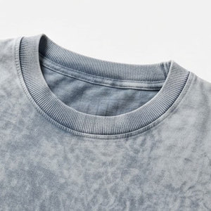 Camisetas Oversize para Hombre con Lavado Ácido, de Algodón Pesado, Estilo Urbano Holgado, Hombro Caído, Camisetas Casuales, Ropa Personalizada al por Mayor - Product Image 3