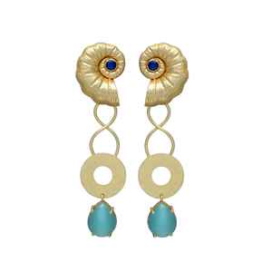 Nueva llegada Diseñador Seashell Stud Turquesa Piedra preciosa Pendiente colgante - Product Image 1