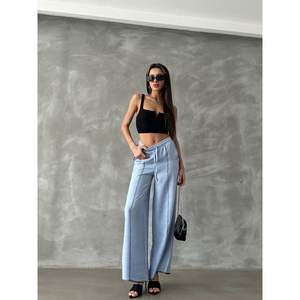 กางเกงขายาวผ้าลินินปักลายสำหรับผู้หญิง ขายส่ง - Product Image 2