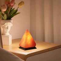 Lámpara de Sal del Himalaya USB RGB con 7 Colores Cambiantes, Base de Madera Tallada a Mano, Lámpara de Cristal de Roca en Forma de Pirámide, Decoración para Bodas y Hogar