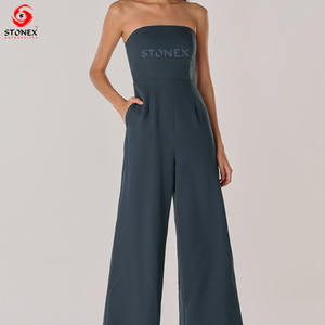 Combinaisons avec logo personnalisé pour femmes, barboteuse décontractée au genou pour femmes pour le printemps, vente en gros - Product Image 3