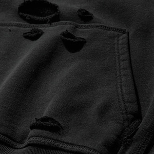 Stylish Men's Hoodie Modern Distressed Details Adjustable <b>Drawstring</b> Hood Front <b>Pouch</b> Pocket 100% Cotton Fleece Eco-Friendly - Product Image 3