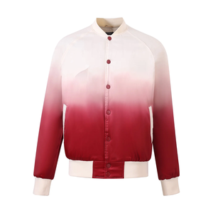 Chaqueta de bombardero ligera Unisex Delta Cream Ombre, bombardero universitario de satén con forro acolchado de cinta personalizada y logotipos bordados - Product Image 1