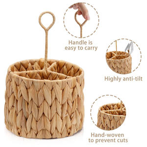 Contenedor tejido decorativo con un soporte de cuchara de jacinto de agua de primera calidad que agrega calor orgánico a cualquier mesa o esquina de cocina - Product Image 2