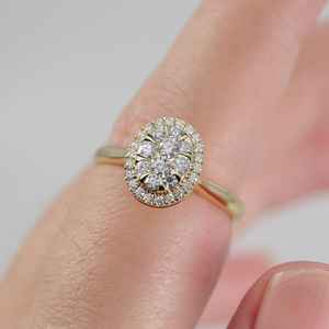 Anillo de Halo de oro macizo de 14 quilates con anillo de diamante de corte brillante redondo cultivado en laboratorio VS1, joyería fina para regalo perfecto de boda o fiesta - Product Image 6