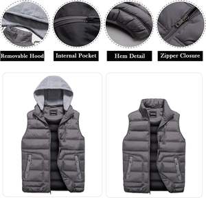 2023 Logo personnalisé Polyester poids lourd chaud sans manches vestes bouffant hommes hiver gilet pour hommes tissu brillant - Product Image 2