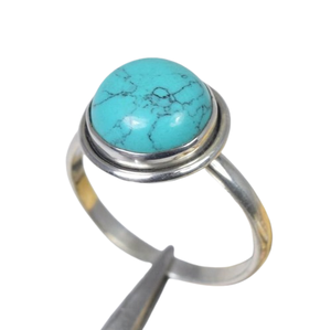 Anillo de Compromiso con Turquesa Verde en Plata de Ley 925, Piedra de Nacimiento de Diciembre, Regalo para Fiesta de Bodas o Aniversario - Product Image 1