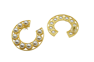 goldplated matte finish latest fashion handmade light <b>weight</b> stone stud <b>hoop</b> Brass Earrings for girls and women - Product Image 3