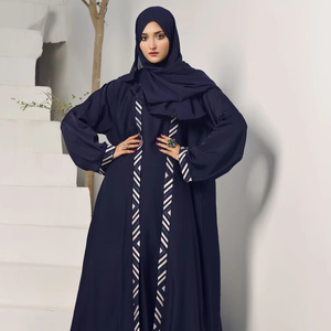 OEM Customized 2025 Modest Style Open Front Woman Kimono Abaya Juba Dress New Fashion Long Sleeve Abaya with Customized Design - Product Image 1