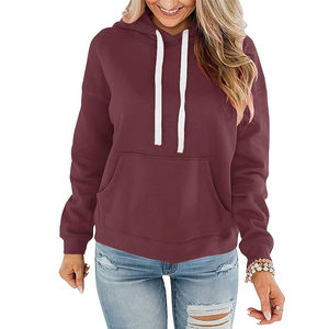 Wholesale New Design Winter Casual Wear <b>Women</b> Pullover Hoodie Solid Color 100% Cotton Anti-Pilling Front Logo - Product Image 1