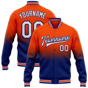 Vente en gros dans l'industrie directe de bombardiers décontractés hiver personnalisés gris marine-Texas Orange veste bicolore Varsity Letterman - Product Image 3
