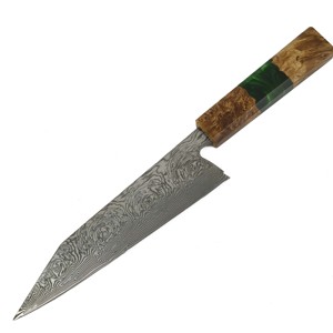 มีดเชฟเหล็กดามัสกัสด้ามจับเรซินใช้ในครัวด้ามจับเครื่องล้างจานแบบปรับแต่งได้ - Product Image 6