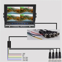 Kit de moniteur mobile DVR 4 canaux 7 pouces AHD à affichage quadruple | Système de caméra de recul avec enregistrement 1080P | Vision nocturne étanche IP69K pour camion
