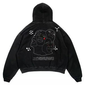 Custom Blank Luxuruy <b>Hoodie</b> Oversized Acid Wash Drop Shoulder 500 Gsm Heavyweight Faded Vintage Distressed Cropped Boxy <b>Hoodie</b> - Product Image 3