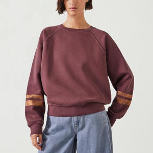 Sudadera deportiva Vintage de gran tamaño con cuello redondo para mujer, Sudadera de punto lavada a la piedra, Jersey, Tops para otoño e invierno, logotipo trasero - Product Image 5