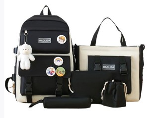 Sac à dos quatre pièces en gros sac à dos cinq pièces de grande capacité imprimé LOGO version coréenne sac à dos étudiant de style Harajuku - Product Image 1