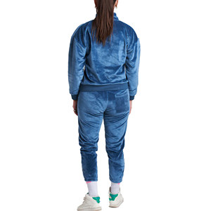 Lady's Winter <b>Velvet</b> Sweat Suit Stand Short Washed Techniques Solid 2-Piece <b>Jogger</b> Pants Velour Tracksuits Outfit Set <b>Women</b> 2026 - Product Image 4