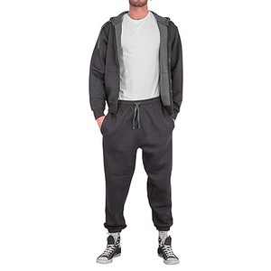 High Quality Breathable Men's Charcoal Tracksuit Sets Fleece Two Piece Pullover <b>Hoodie</b> & Sweatpants Set New Style Slim Fit - Product Image 2