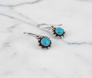 Pendientes Pequeños con Forma de Flor Turquesa, Chapados en Oro, Plata de Ley, Estilo Bohemio, con Diseño de Sol, Piedra de Nacimiento de Diciembre, Regalo de Joyería - Product Image 5