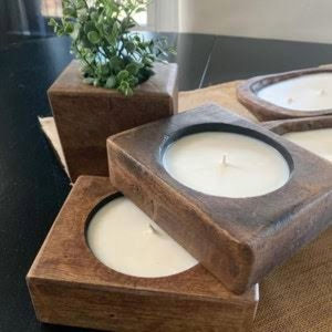 Support de bougie en bois fait main de luxe durable, artisanat unique d'Inde, décoration moderne et élégante pour la maison, centres de table pour l'espace de vie - Product Image 1