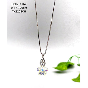 Vente en gros de chaîne de collier avec pendentif en cristal en argent sterling 925 de design moderne bijoux de luxe pour filles - Product Image 3