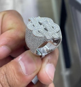 แหวนเพชรมอยส์ซอไนต์สไตล์ฮิปฮอปเงินแท้ปรับแต่ง925ได้ตามต้องการดีไซน์สัญลักษณ์ดอลลาร์ - Product Image 2