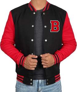 Veste bomber varsity en laine coupe-vent avec doublure en coton et lin pour l'automne - Product Image 1