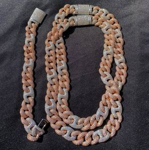 Chaîne fantaisie en or blanc 14 carats et diamant moissanite VVS1 de style HipHop avec passe en argent sterling 925 comprenant un testeur de diamant - Product Image 2