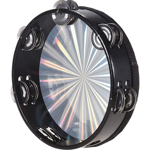 Tambourin double rangée Midex TF-83, 6 paires de grelots, couleur argent, avec tête en cuir, construction en plastique et métal - Product Image 3
