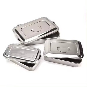 Large Size 11 Inch <strong>Stainless</strong> Steel <strong>Hospital</strong> Dental Sterilization Box Instrument <strong>Tray</strong> With Cover - Product Image 1
