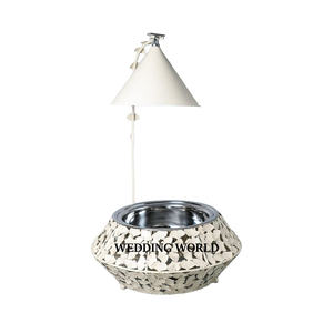 Ensemble de trois chauffe-aliments en métal Design personnalisé serveur de nourriture de luxe fait à la main chauffe-aliments de table décoratif de haute qualité - Product Image 5