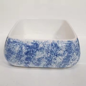 Lavabo de mesa blanco de rábano, lavabo elegante de cerámica para encimera, lavabo moderno Rectangular Circular sobre encimera - Product Image 2