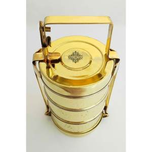 Lonchera de Latón Hecha a Mano de 27.94 cm con Tres Compartimentos, Libre de BPA, Vajilla para Preparación de Comidas, Recipiente para Alimentos Calentables para Bebés - Product Image 3