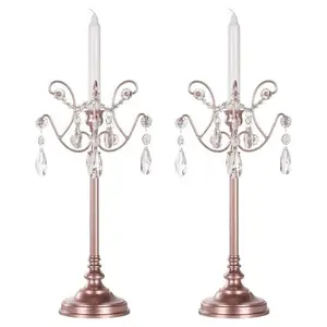 Hot Selling Aluminum Candelabra Rose Gold Color Finished Floor Standing Candelabras Wedding Table Top <b>Tall</b> Candelabra - Product Image 1