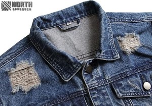 แจ็กเก็ตยีนส์แขนยาวเข้ารูปแบบลำลองสำหรับผู้ชายแจ็กเก็ตยีนส์วินเทจสไตล์คลาสสิกแบบกำหนดเองได้ - Product Image 3