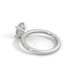 Joyería personalizada para mujer compromiso laboratorio crecido diamante sólido oro amarillo ovalado solitario Julia halo oculto y pavé anillo elegante - Product Image 2