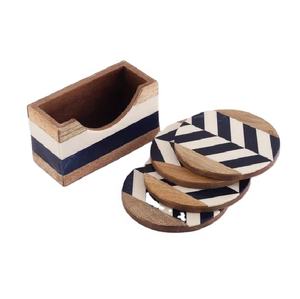 Factory Direct Premium Resin Wood <b>Coaster</b> <b>Set</b> <b>Holder</b> Classic Style Handcrafted Non-slip Eco-Friendly 10mm Mats Pads Wholesale - Product Image 1