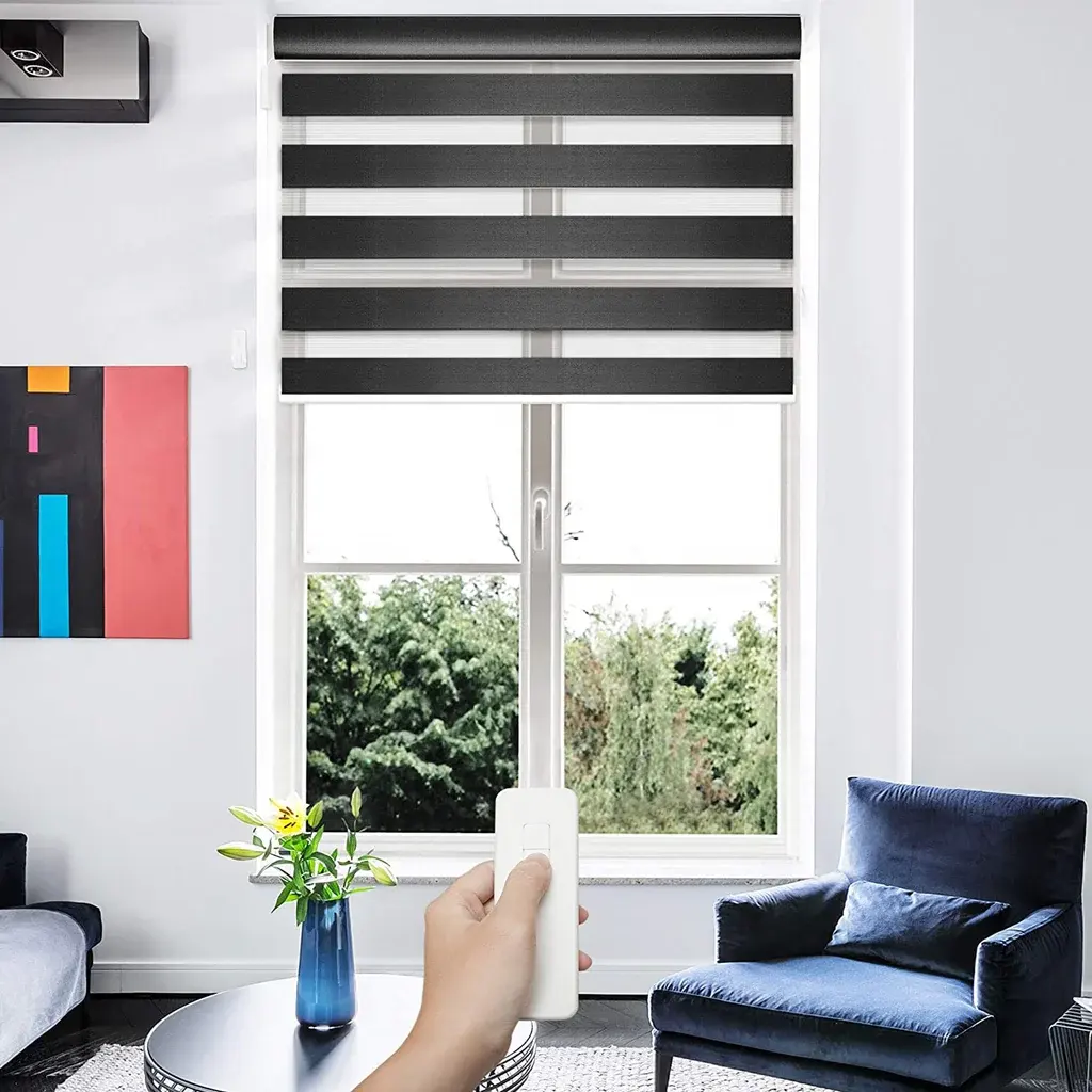 Cortinas de janela sem fio personalizadas motorizadas para zebra Cortinas de sombra de rolo