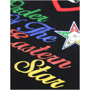 OES Camiseta negra con cuello en V 100% algodón Orden de Eastern Star Shirt Custom Fraternity Sorority Apparel Manga raglán bordada - Product Image 6